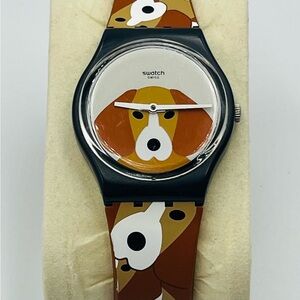 Swatch Canine Charm Watch - Black, Brown, and White